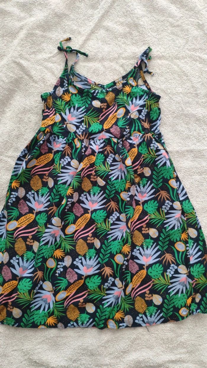 Robe bretelle fleurs jungle 8 ans Kiabi bretelles noeud