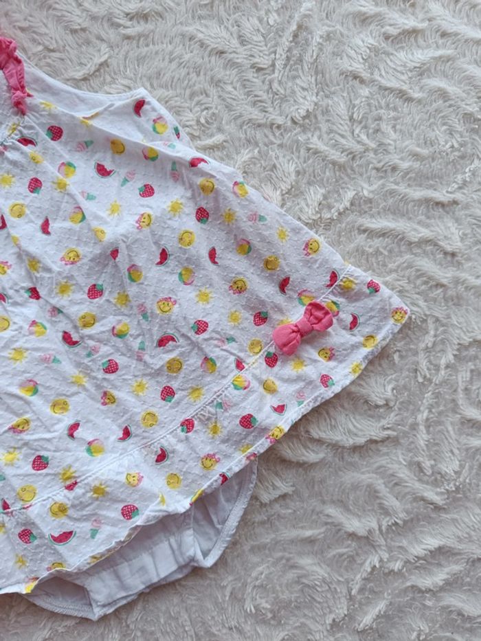 Robe bretelles été + body intégré Fille 3 mois Fruits Smiley Baby 100% coton - photo numéro 5