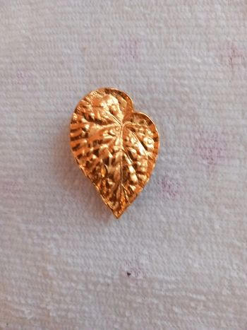 👧broche motif feuille doré