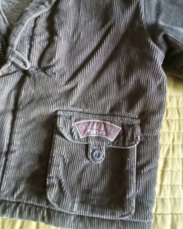 Manteau velours côtelé fourré capuche 3 ans - photo numéro 5