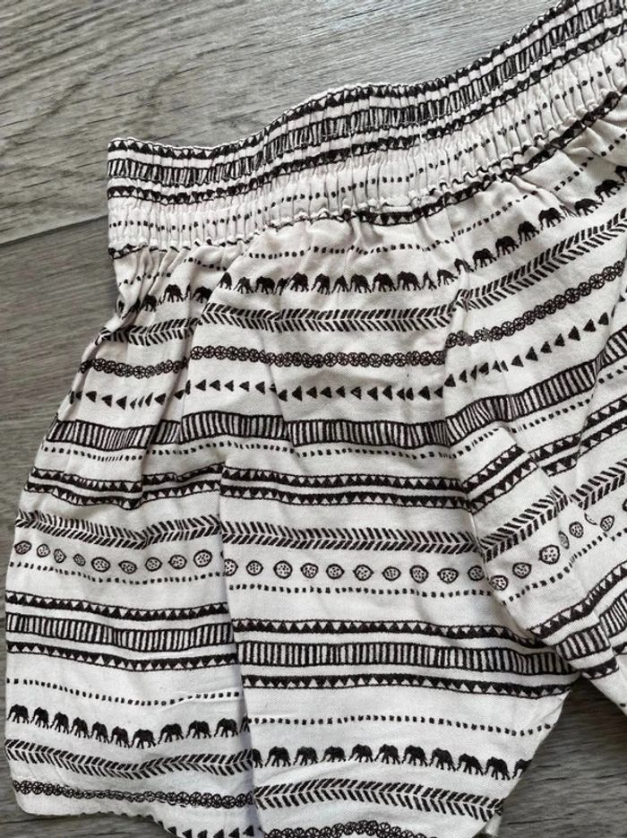 short fluide ikks 12 mois écru beige motif ethnique / animalier - photo numéro 4