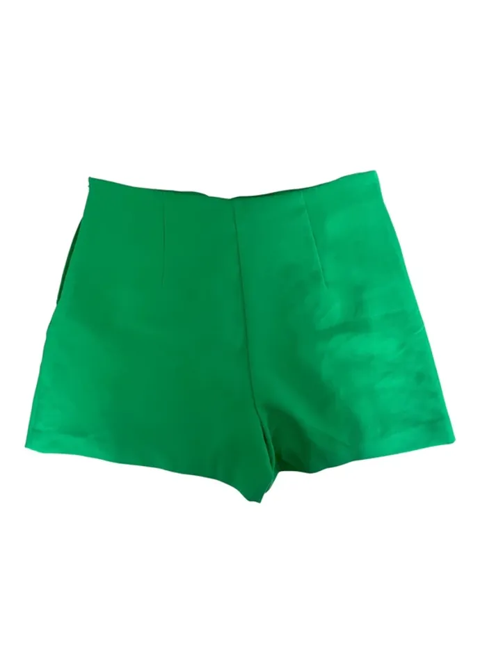 Short Kiabi ALY84 vert taille haute à boutons dorés – style marin - photo numéro 2