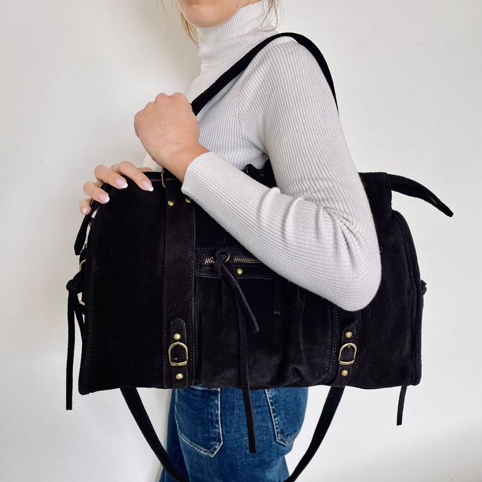 🇮🇹Sac a main 100% Cuir  Daim Noir verapelle🇮🇹 The genuine leather neuf avec Bandoulière - photo numéro 3