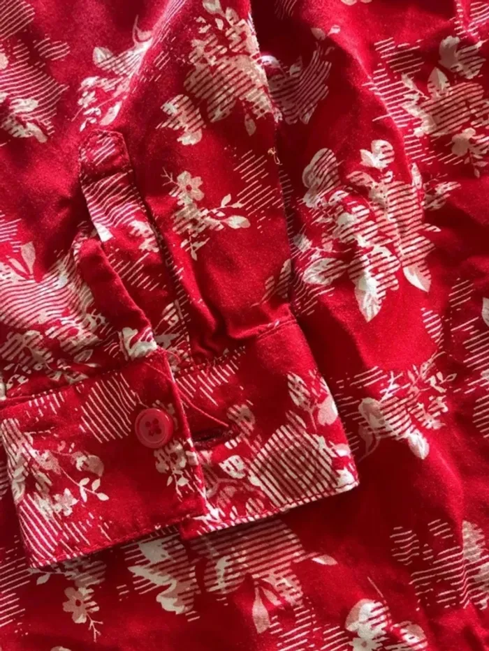 Robe-chemise rouge fleurie – Kiabi – Fille 10 ans - photo numéro 2
