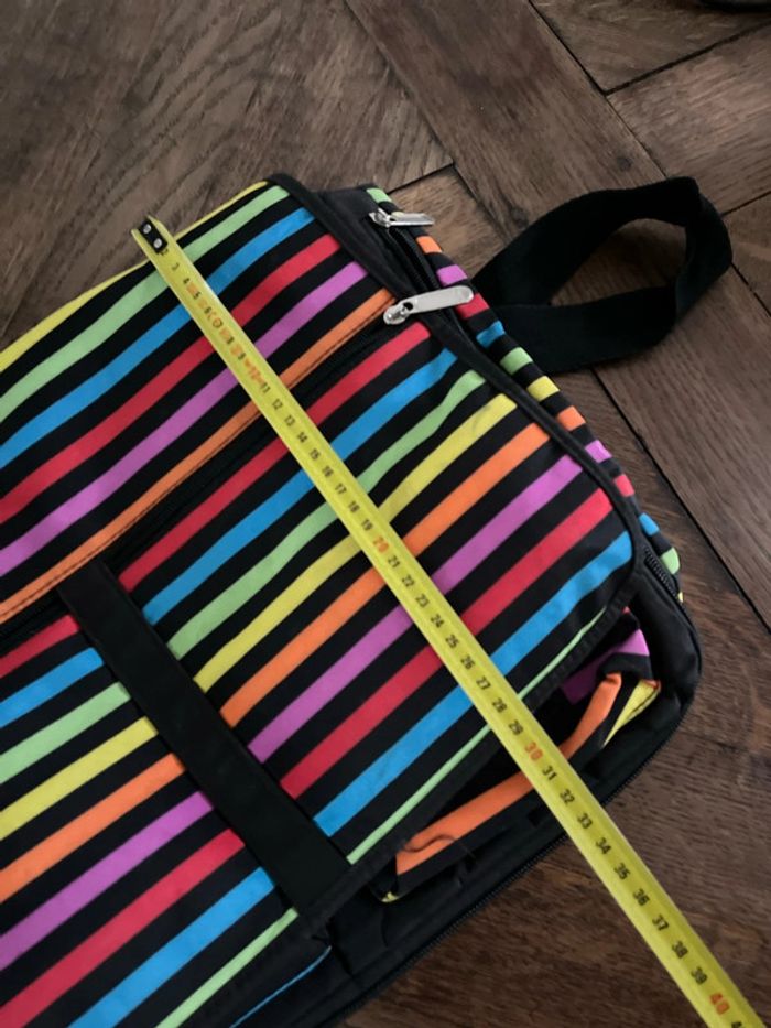 Sac cartable rayures multicolores - photo numéro 7