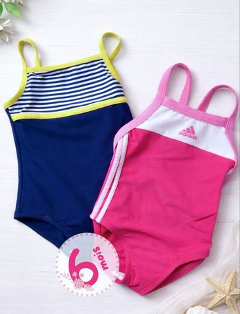 Lot de 2 maillots de bain bébé – 6 mois 🌸