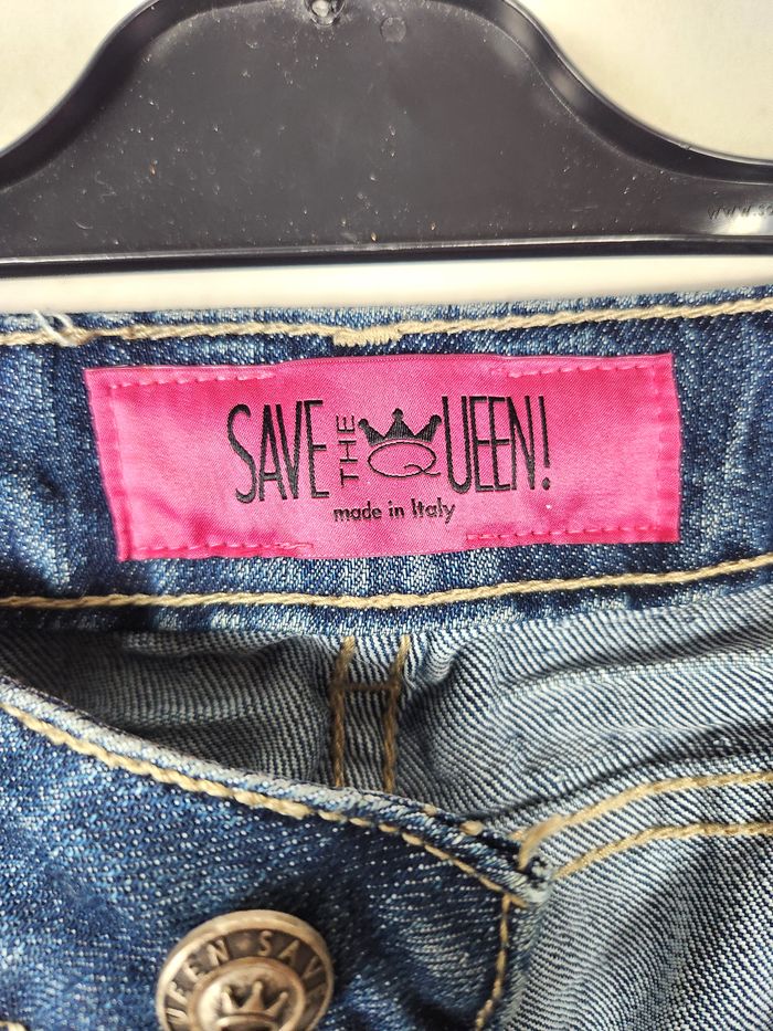 Jeans Femme Save The Queen Taille L FR39/40 W30 - Denim Brodé Motifs Graphiques Fantaisie - photo numéro 5