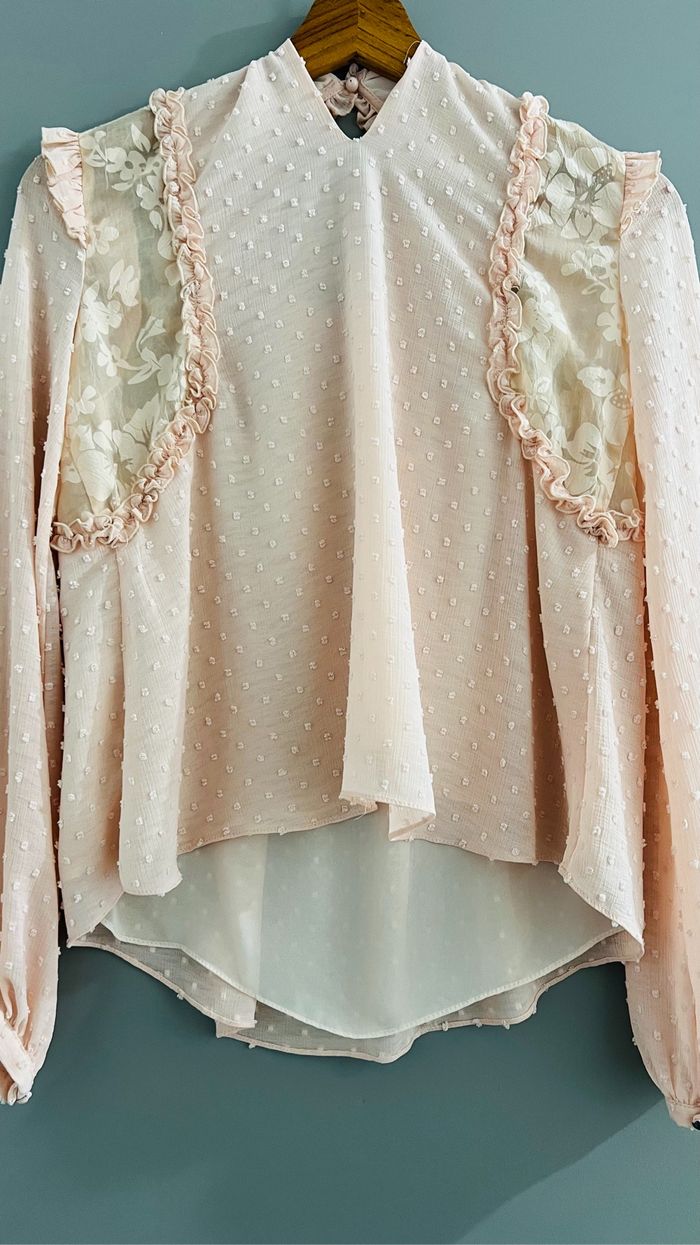 Chemisier vintage blouse manches longues Zara Taille XS rose - photo numéro 2