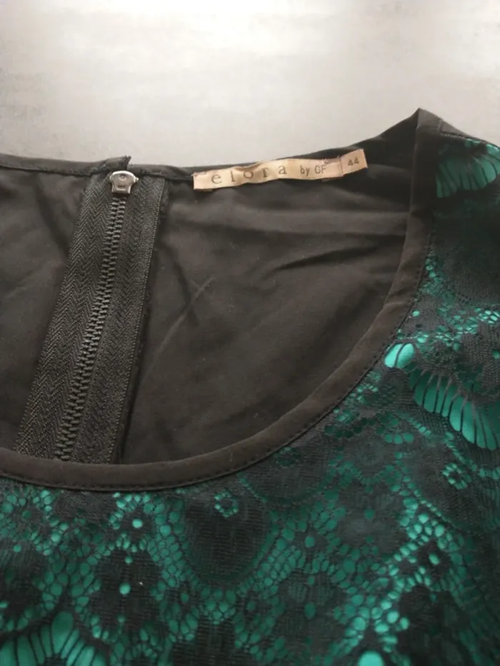 Tunique courte droite noir et verte Elora - photo numéro 3