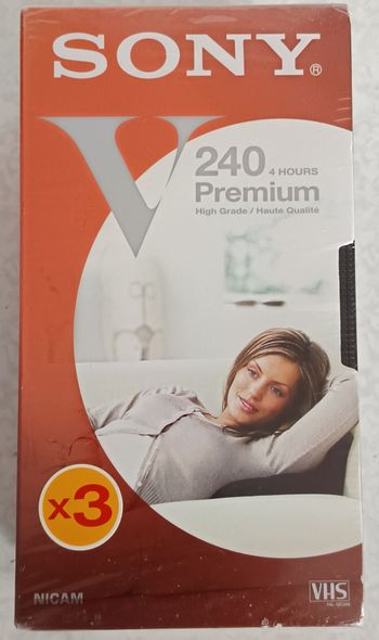 Sony Lot de 3 Cassettes 240min Neuves Video Premium VHS pour Magnétoscope