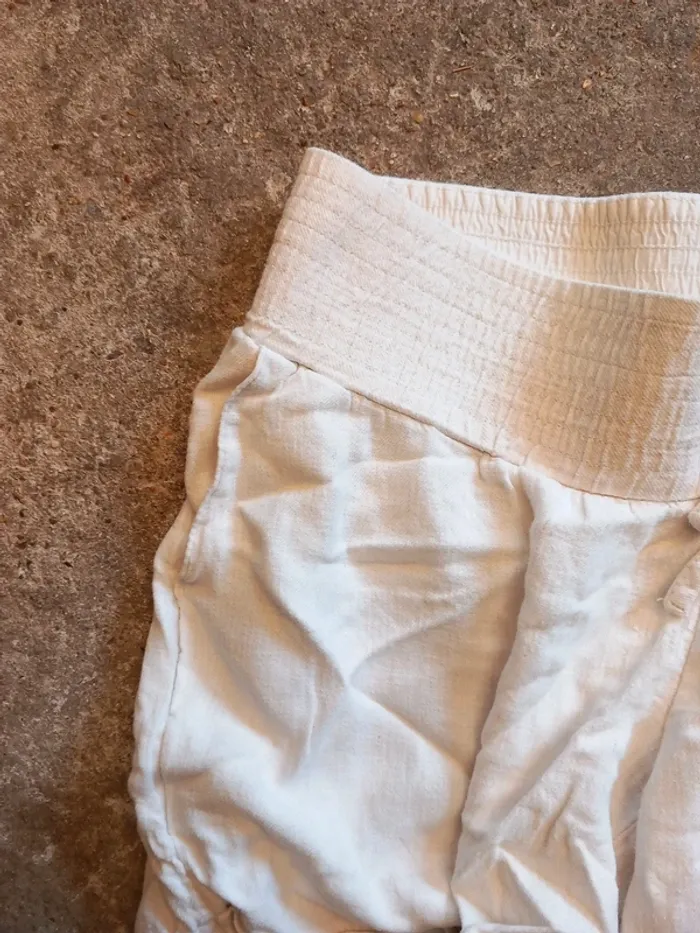 🍓 Short blanc coton lin T40 Kiabi - photo numéro 3