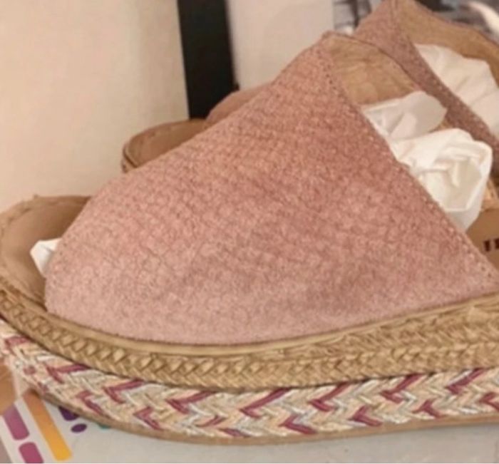 Mules sandales corde cuir véritable daim pointure 39 - photo numéro 7