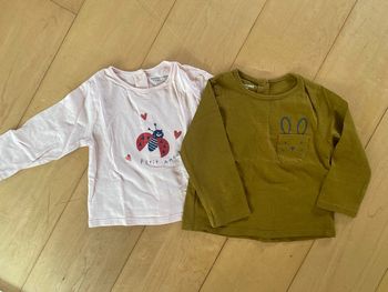 Lot 2 tee-shirts manches longues - 9 mois - Vertbaudet