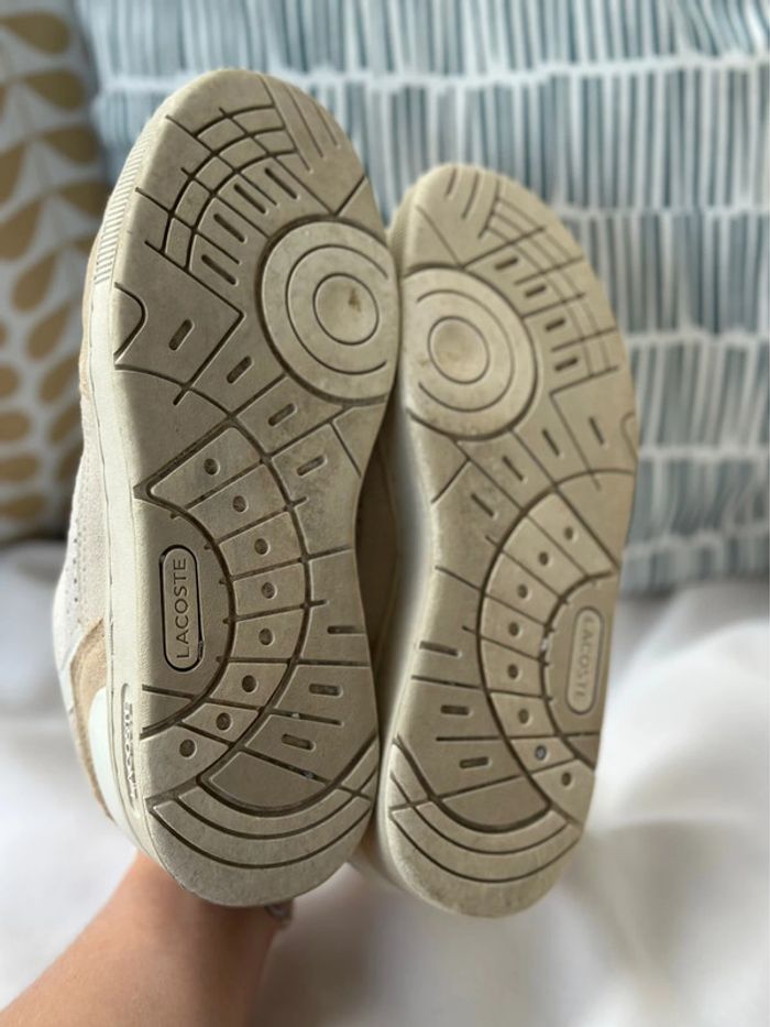 Baskets sneakers Lacoste blanches & beiges – Taille 36 - photo numéro 13