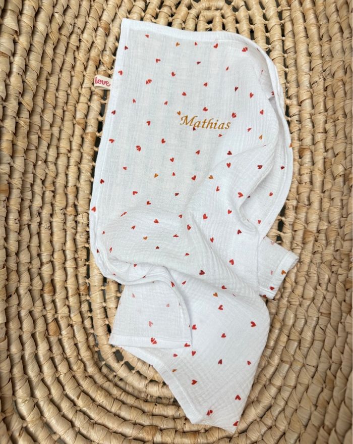 Lange 🤎personnalisé en gaze de coton - photo numéro 3