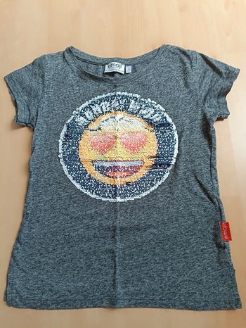 T shirt Emoji enfant sourire/pleurs 8 ans gris chiné foncé