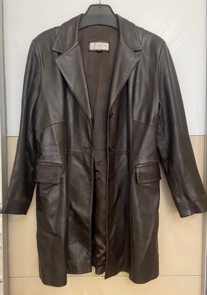 Trench en cuir marron XL - photo numéro 3