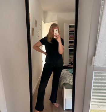 Pantalon évasé côtelé