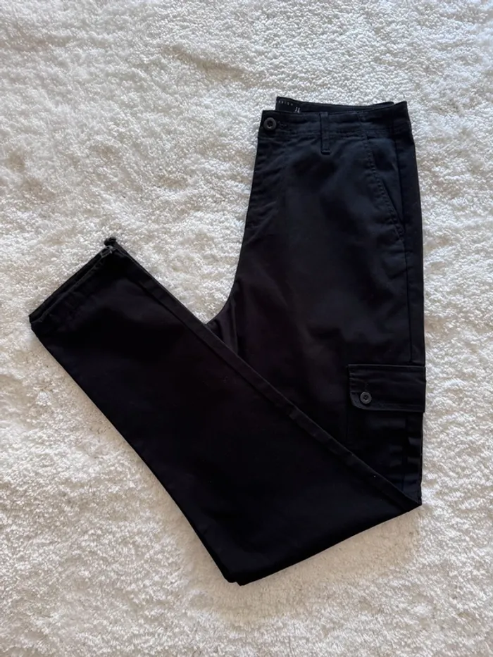 Pantalon cargo noir ASOS Design homme – Taille 38 FR W30 L34 – Longueur longue – Coton stretch