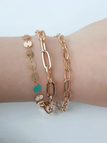 Lot 3 bracelets chaîne doré tendance – look chic et stylé