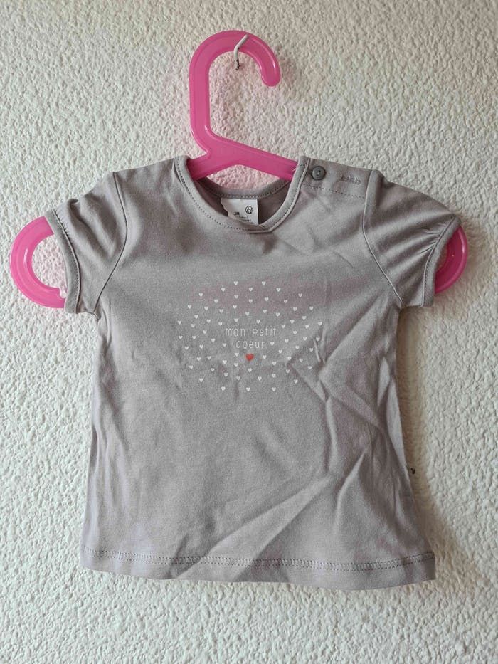 tee-shirt gris mon petit cœur Kiabi
