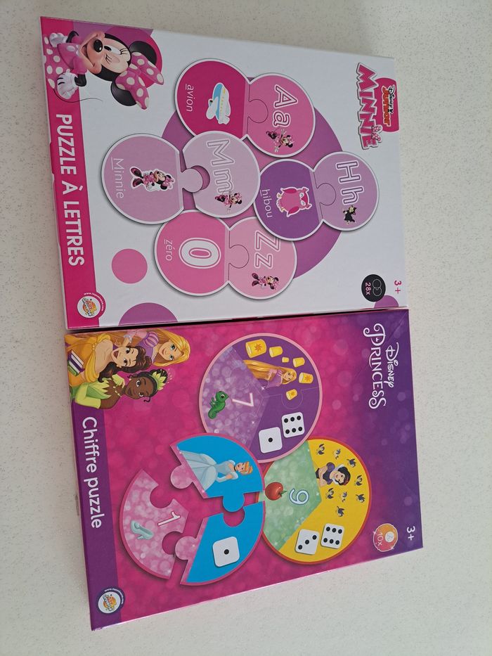 Lot de 2 puzzl3s chiffres et lettres disney - photo numéro 2