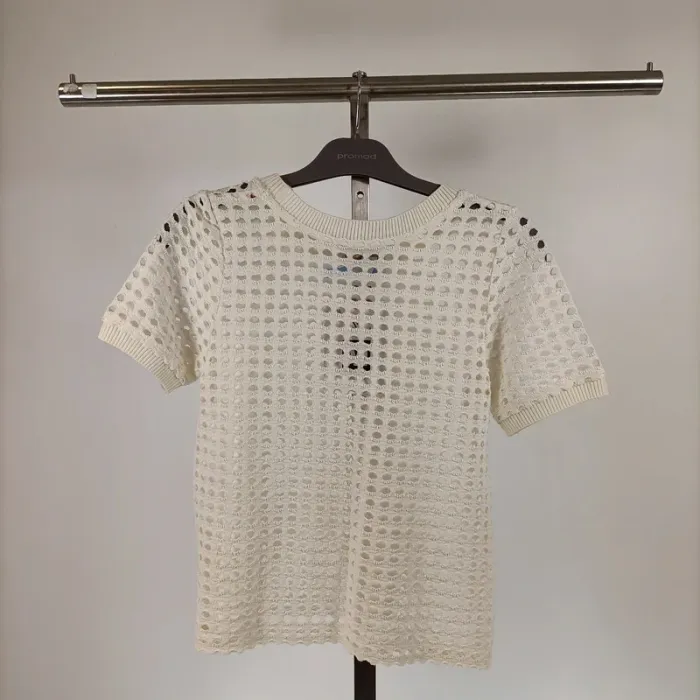 Haut ajouré blanc écru style crochet - Taille M - État neuf avec étiquette - vglobal A161 - photo numéro 4