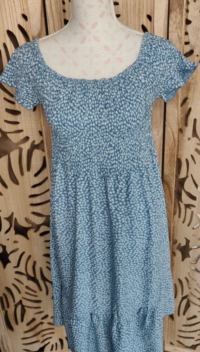 Robe midi fleurie bleu ciel  Taille unique - photo numéro 6