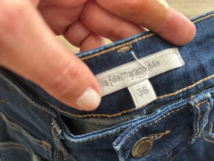 La fée Maraboutée, Jean Slim, taille haute, bleu brute, femme, taille 36 - photo numéro 5