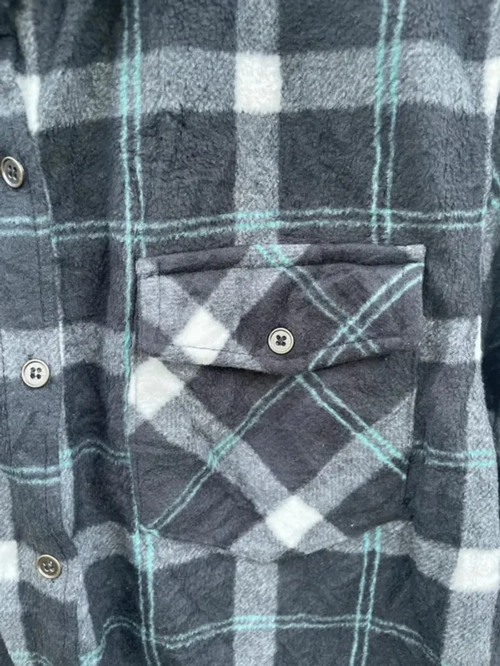 Stillwater Lumberjack Flannel Plaid Polaire shirt chemise grey black blue white Mens XL - photo numéro 2