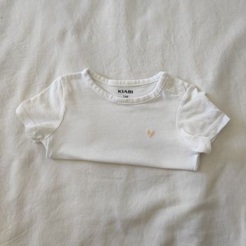 T-shirt bébé Kiabi 1 mois blanc coton manches courtes
