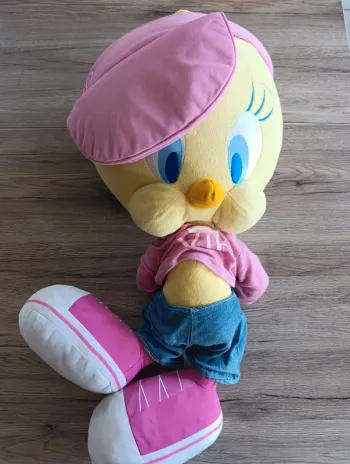 Grosse peluche Titi rose