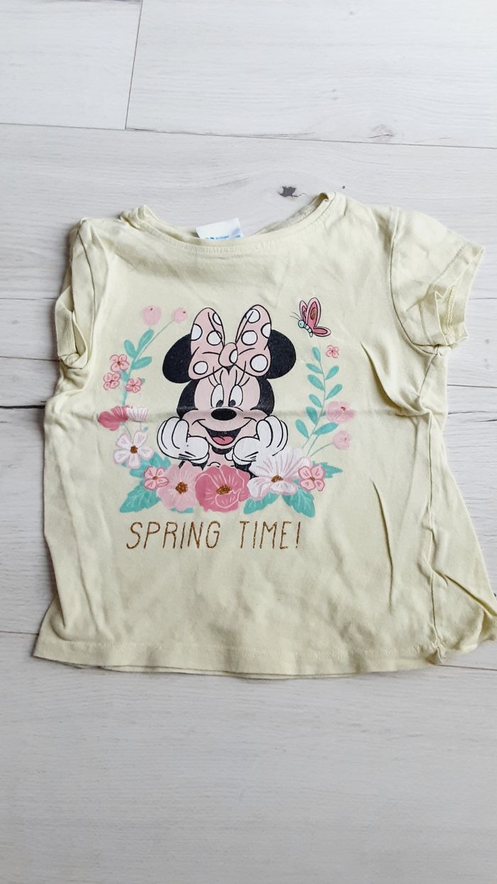 Vêtement fille tee-shirt manches courtes jaune Minnie Disney Mickey 4 ans