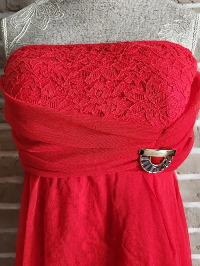Robe bustier rouge tulle et dentelle - Made In Italy - photo numéro 16