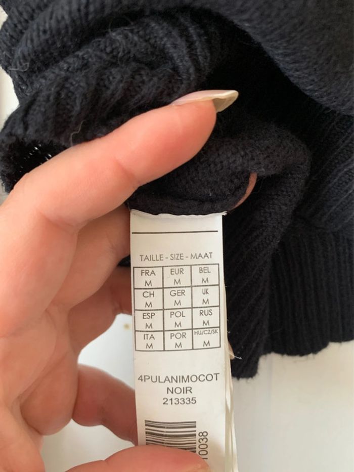 Pull noir col fourrure léopard femme - Taille M Mim - photo numéro 3