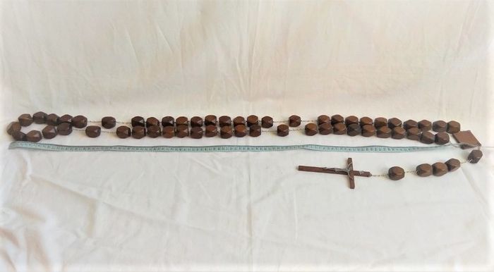 Croix chapelet ancien en bois grande dimension - photo numéro 7