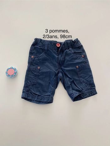 Bermuda bleu 3 pommes 3 ans