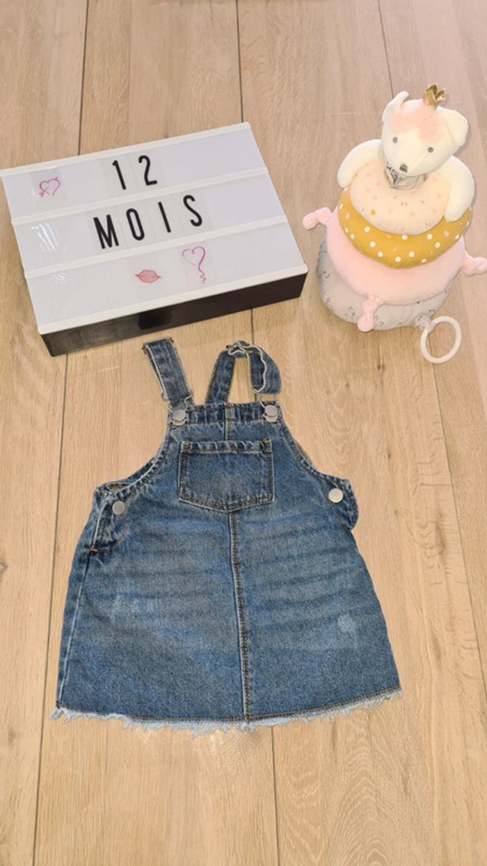 Salopette jean fille 12 mois