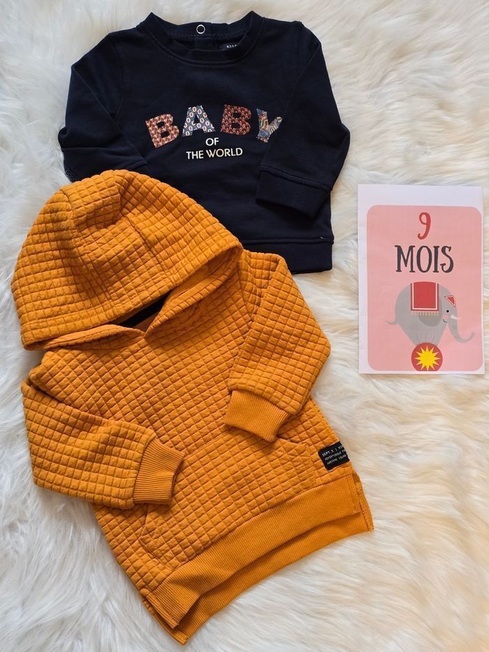 NEUFS (NON PORTÉS)😍🤩💙💙 deux  sweats 9 MOIS garçon 🤩😍💙💙 - photo numéro 2