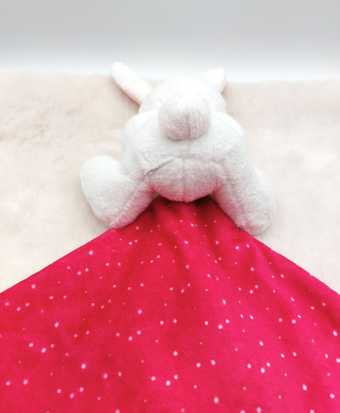 Doudou peluche lapin blanc SIMBA TOYS mouchoir rose fuchsia Happy night nuages - photo numéro 5