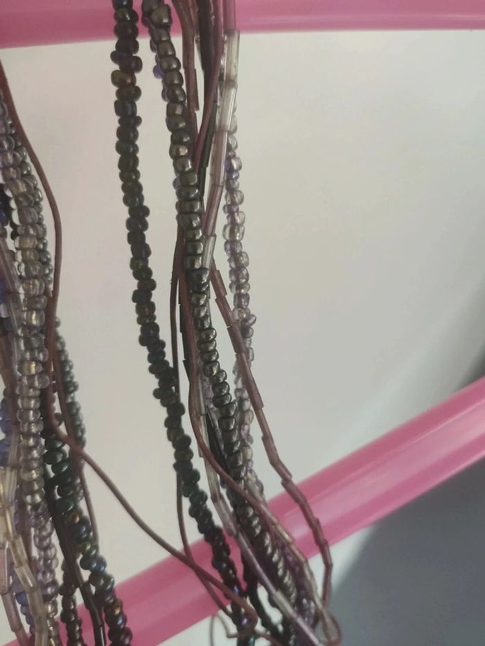 Collier multirangs perles violet - photo numéro 4