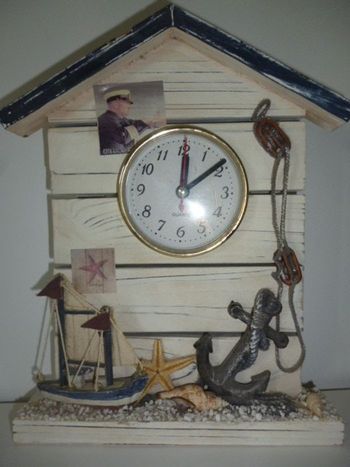 Tableau cadre avec pendule décor  mer