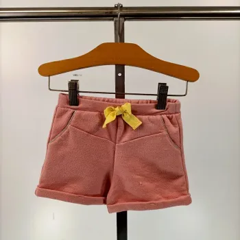 Short bébé fille rose pailleté 23 mois taille réglable nœud jaune A010