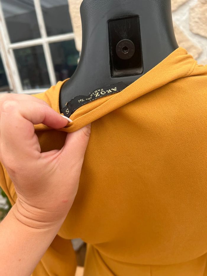 Robe femme cache cœur jaune moutarde taille S 36 38 M akoz de toi - photo numéro 6