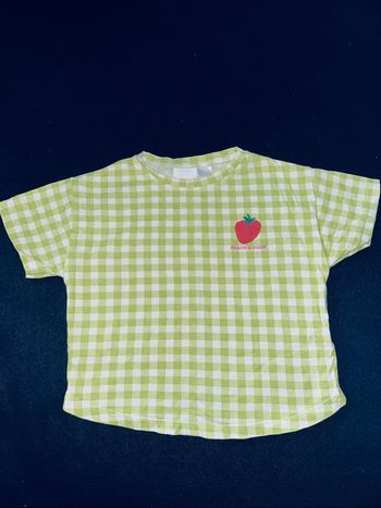 T-shirt Zara à carreaux vert - 92 CM
