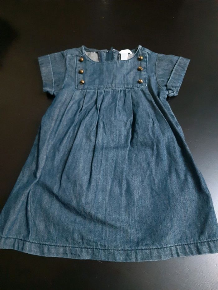 Robe jean bebe fille 18 mois obaibi comme neuve retro vintage