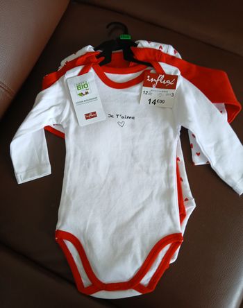lot de trois bodies manches longues fille 12 mois