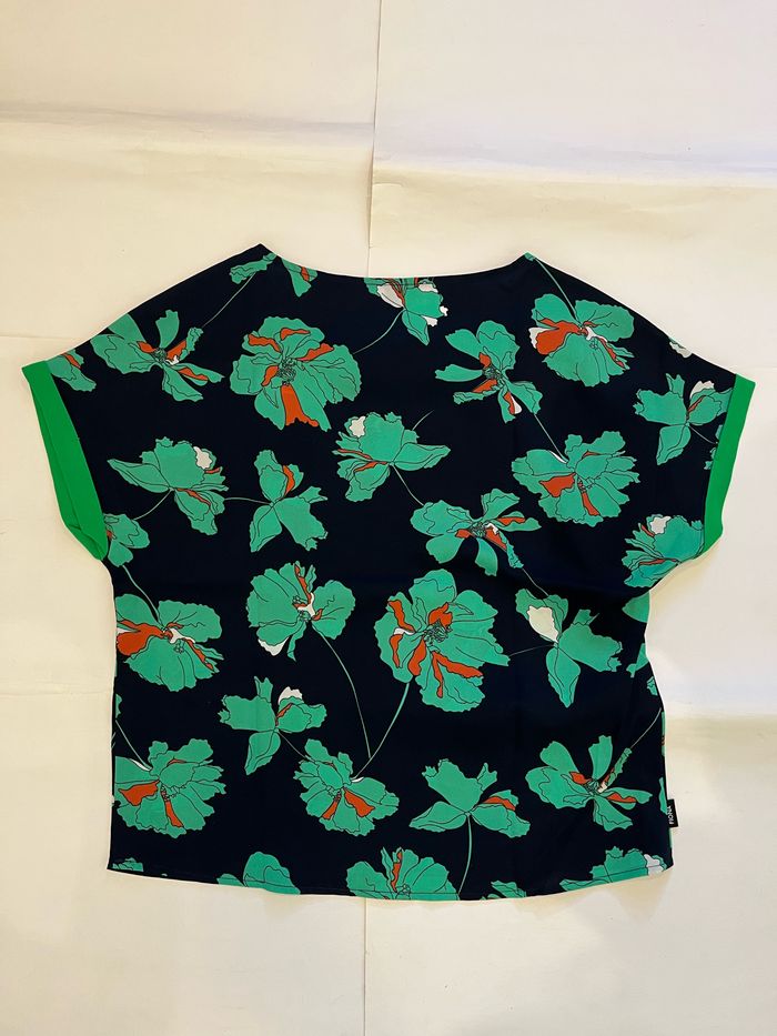 T-shirt manches courtes fluide noir et vert fiona taille M - photo numéro 3