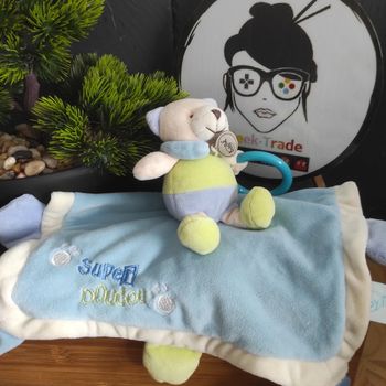 Doudou plat crack super doudou ours bleu babynat Baby Nat Vert #geektradedoudou