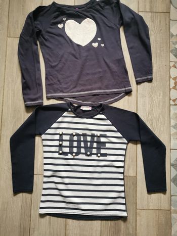 Lot de 2 t-shirt bleu marine manches longues 12 ans